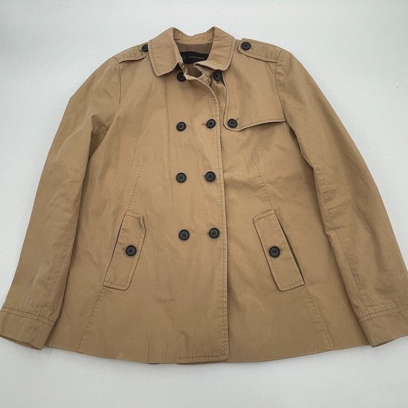 Zara Jackets & Blazers - Zara Womens Jacket Medium Beige Button Front Preppy Casual Trench Pockets Lined
